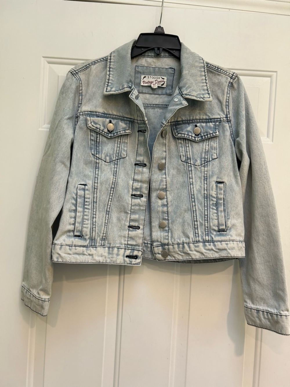 Vintage Denim Jacket Stoosh - Cropped Light Wash Blue M